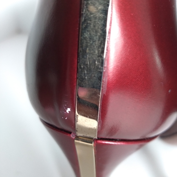 HUGO BOSS Burgundy Leather w/Gold Pointed Tip High-Heeled Ankle Boots-Size 40 - Picture 11 of 13
